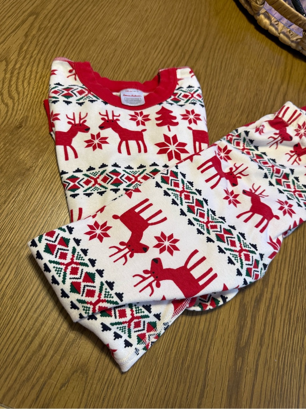 Hanna Andersson Dear Deer Holiday Long John PJ Pajama Set size 12